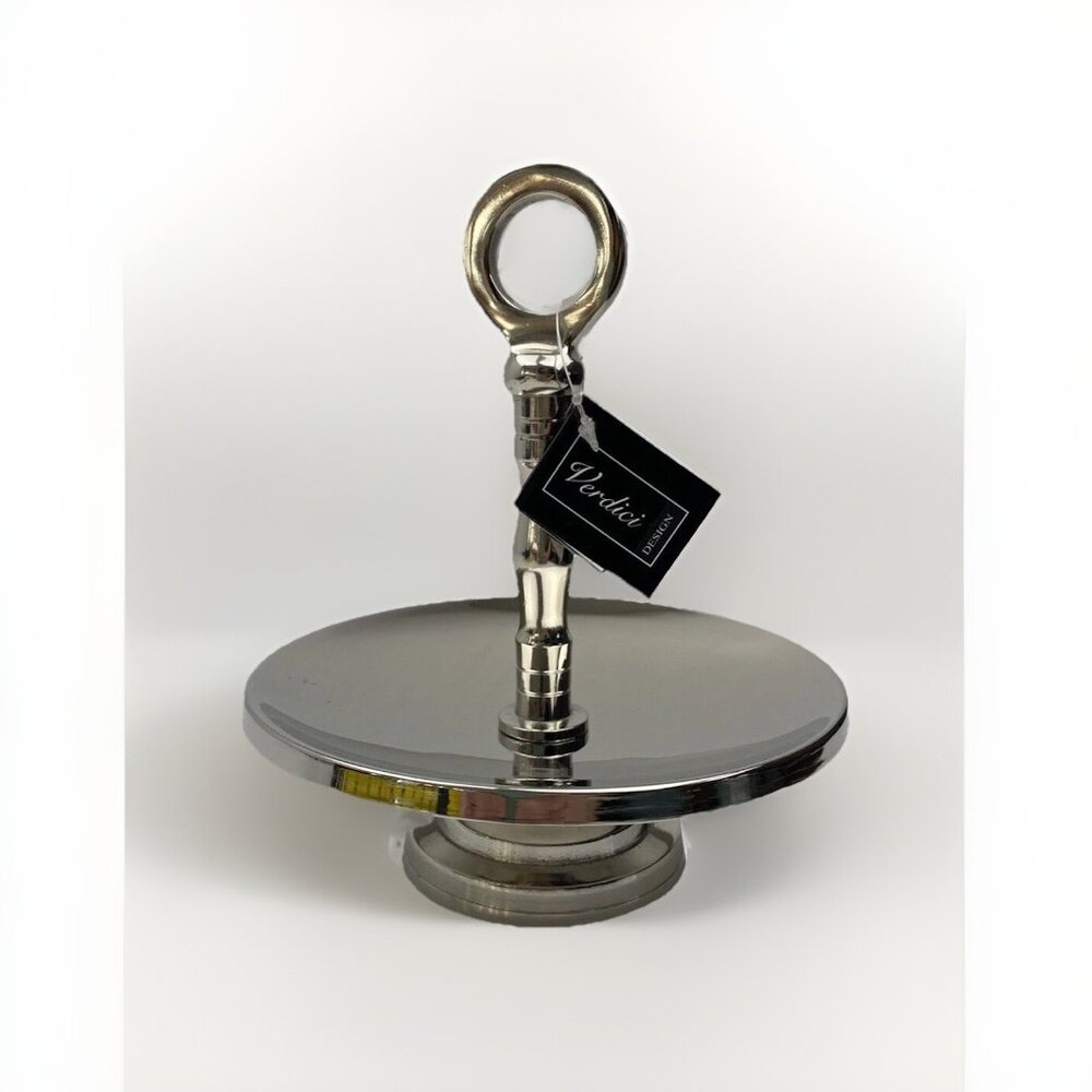 Silver Serving Dish/ Tray Decor, Brand New Small Modern Chrome Jewelry Stand